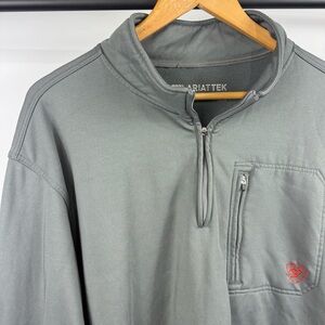 Ariat Mens Gray Tek Team Quarter Zip Pullover Sweatshirt Size XL